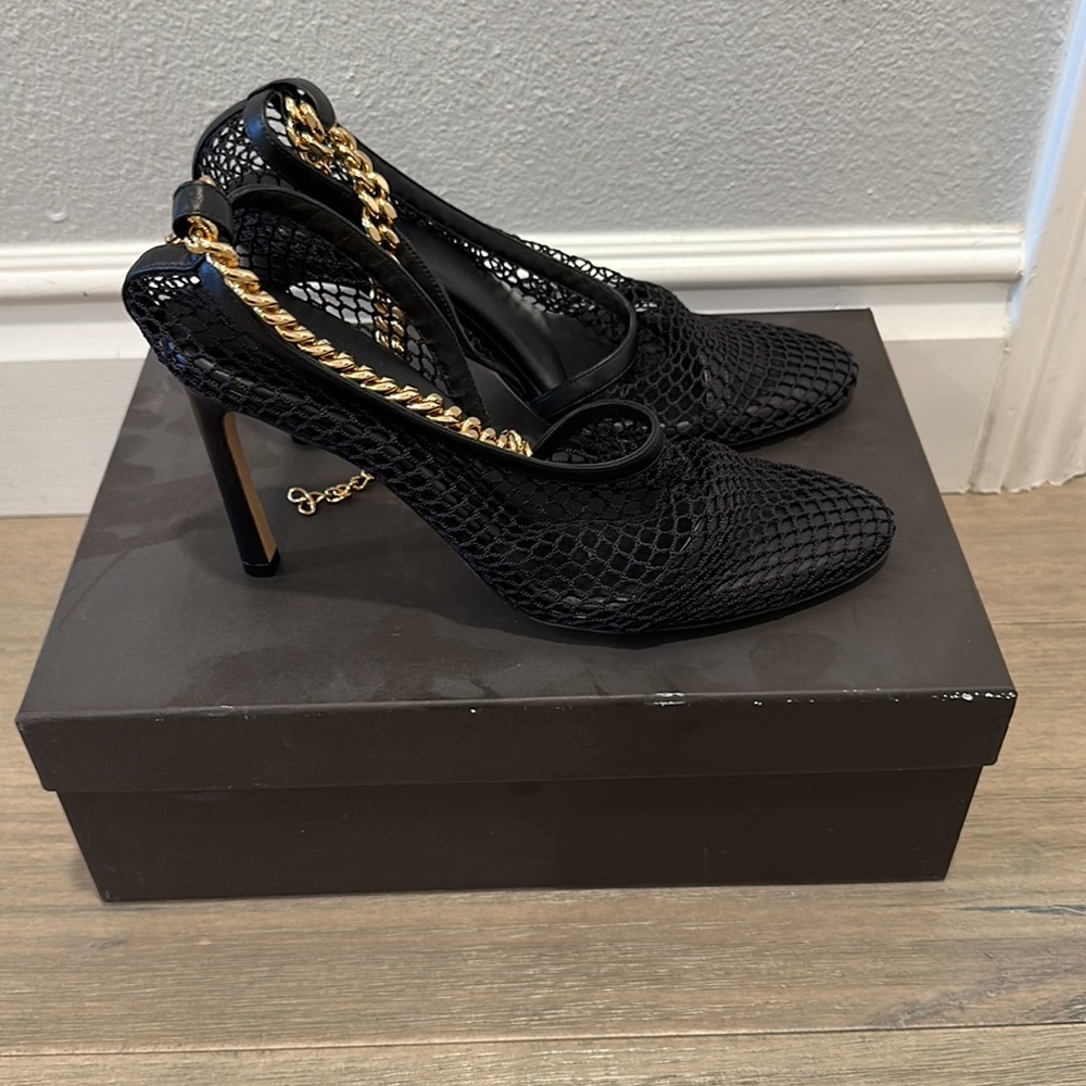 Brand new authentic mesh heels with gold chain - Picture 2 of 5